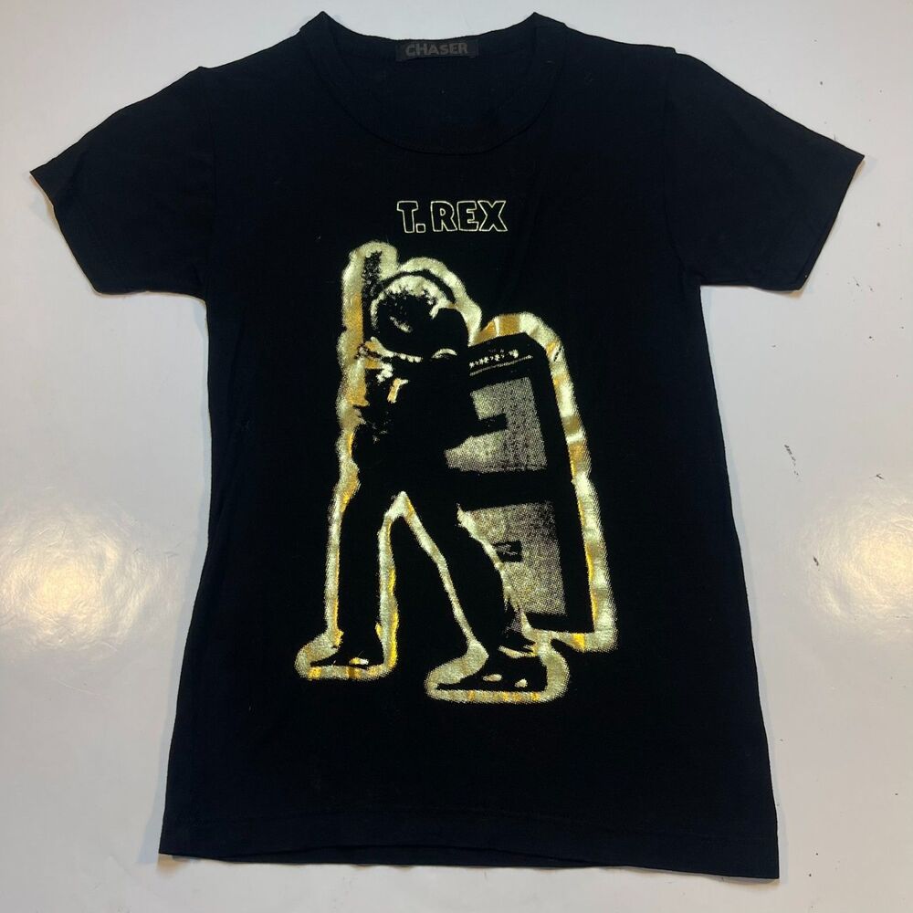 T REX Electric Warrior Glam Rock Concert Chaser T Shirt Womens XS Black & Gold